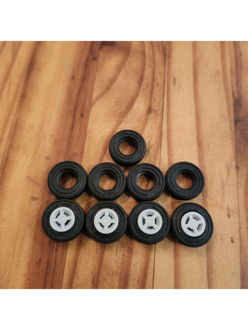 LEGO Parts - Black Tire 14mm D. x 4mm Smooth Small - No 59895 - QTY 9 & 4 Rims
